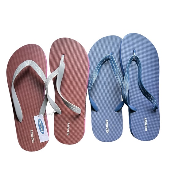 Old Navy | Flip Flops Pool Beach Shower Navy Burgundy Bundle Size 10/11 - Picture 1 of 5